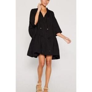 BROCHU WALKER The St. Tropez Black Linen Mini Dress Relax minimalist Beach XS